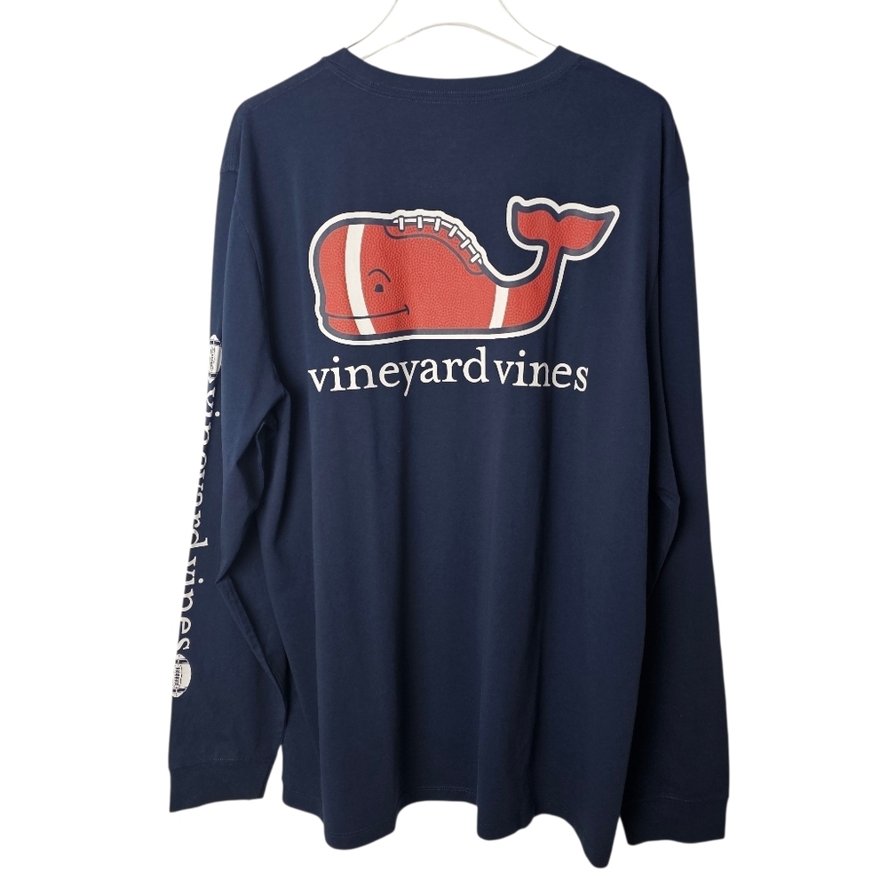 Vineyard Vines Football Whale Long-Sleeve Pocket Tee Shirt NWT XL